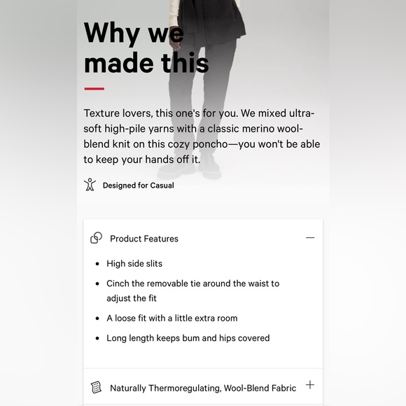 Lululemon ombre knit textured poncho in grey black, sz 8 - Picture 6 of 6